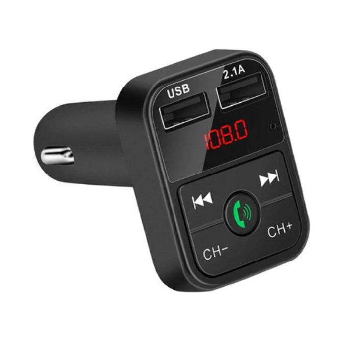 Caricabatteria da auto doppio USB Caricabatteria vivavoce Bluetooth Kit radio FM Nero
