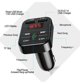 Stuff Certified® Cargador de coche USB dual Cargador de manos libres Bluetooth Kit de radio FM Negro