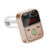 Stuff Certified® Cargador de coche USB dual Cargador de manos libres Bluetooth Kit de radio FM Oro