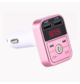 Stuff Certified® Podwójna ładowarka samochodowa USB Zestaw głośnomówiący Bluetooth Zestaw radia FM Różowa