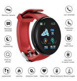 Stuff Certified® Oryginalny Smartwatch D18 Zakrzywiony smartfon HD Sport Fitness Sport Activity Tracker Zegarek iOS Android iPhone Samsung Huawei Red