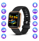 Lige Moda Sport Smartwatch Fitness Sport Activity Tracker Smartfon Zegarek iOS Android iPhone Samsung Huawei Złoty Czarny TPU