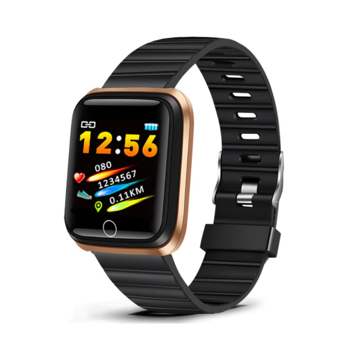 Moda Sport Smartwatch Fitness Sport Activity Tracker Smartfon Zegarek iOS Android iPhone Samsung Huawei Złoty Czarny TPU