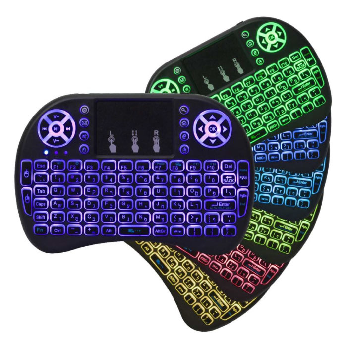 RGB beleuchtete i8 Mini Wireless QWERTY-Tastatur mit Hintergrundbeleuchtung 2,4 GHz für Media Player TV-Box Android Xbox Playstation