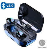 QCR G02 TWS Auriculares inalámbricos con control táctil inteligente Bluetooth 5.0 Auriculares inalámbricos en la oreja Auriculares Powerbank de 3300 mAh Auriculares negros