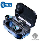 QCR G02 TWS Wireless Smart Touch Control-Ohrhörer Bluetooth 5.0 In-Ear-Funkknospen 3300 mAh Powerbank-Ohrhörer Ohrhörer Schwarz