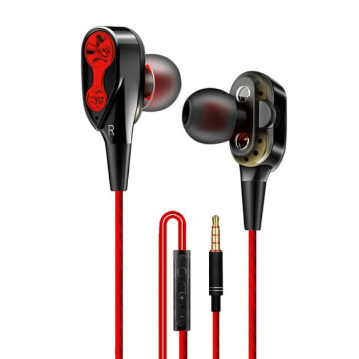 Rovtop Auricolari con filo Z2 Eartjes Ecouteur con microfono auricolare rosso