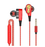 Rovtop Ecouteurs Filaires Z2 Eartjes Ecouteur avec Microphone Ecouteurs Rouge