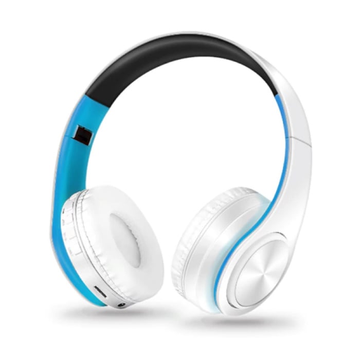 Wireless Headset Bluetooth Wireless Stereo Headphones Blue White Stuff Enough