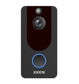 EKEN Timbre Y7 con cámara y WiFi - Intercomunicador Inalámbrico Smart Home Alarma de seguridad Visión nocturna por infrarrojos
