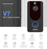 EKEN Y7 Doorbell with Camera and WiFi - Intercom Wireless Smart Home Security Alarm IR Night Vision