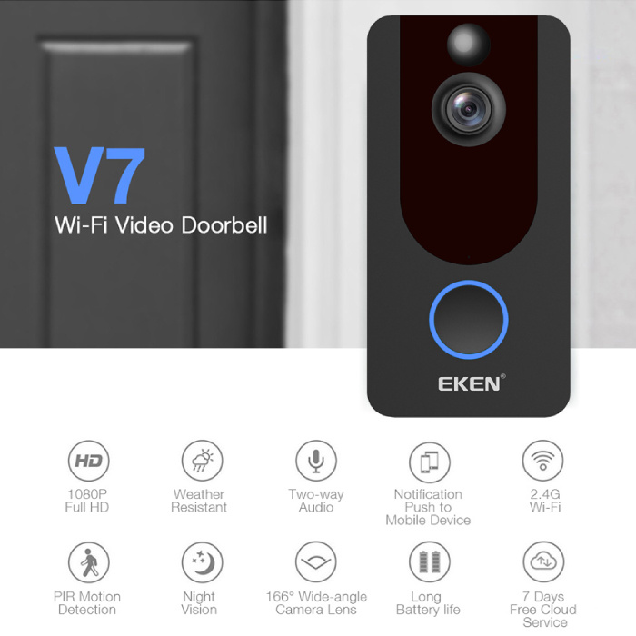Campanello Y7 con telecamera e WiFi - Citofono Wireless Smart Home Security  Alarm IR Night Vision
