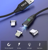 PZOZ USB 2.0 - USB-C Magnetische Oplaadkabel 1 Meter Gevlochten Nylon Oplader Data Kabel Data Android  Zwart