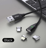 PZOZ USB 2.0 - USB-C Magnetladekabel 1 Meter geflochtenes Nylon-Ladegerät Datenkabel Daten Android Schwarz