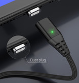 PZOZ USB 2.0 - Cavo di ricarica magnetico micro-USB Cavo dati per caricabatterie in nylon intrecciato da 1 metro Dati Android Nero