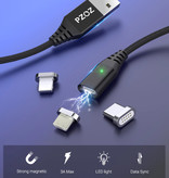 PZOZ USB 2.0 - Micro-USB-Magnetladekabel 2 Meter Geflochtenes Nylon-Ladegerät Datenkabel Daten Android Schwarz