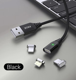 PZOZ USB 2.0 - Cable de carga magnético micro-USB 2 metros Cargador de nylon trenzado Cable de datos Datos Android Negro