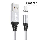 PZOZ USB 2.0 - Câble de charge magnétique iPhone Lightning 1 mètre Câble de données de chargeur en nylon tressé Data Silver