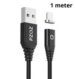 PZOZ USB 2.0 - iPhone Lightning Cable de carga magnético 1 metro Cargador de nylon trenzado Cable de datos Datos negro
