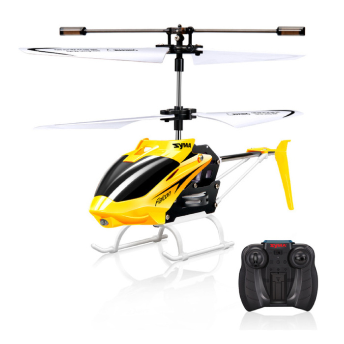 W25 Falcon Mini RC Drone Helicóptero de juguete Gyro Lights Amarillo