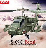 Syma S109G Mini RC Drone Beast Apache Attack Helicopter Toy avec stabilisation gyroscopique