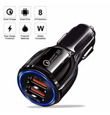 Stuff Certified® Cargador para automóvil Qualcomm Quick Charge 3.0 de doble puerto / Cargador para automóvil - Negro