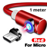 INIU USB 2.0 - Micro-USB Magnetische Oplaadkabel 1 Meter Gevlochten Nylon Oplader Data Kabel Data Android Rood