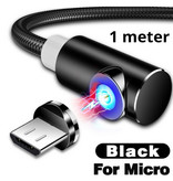 INIU USB 2.0 - Micro-USB Magnetische Oplaadkabel 1 Meter Gevlochten Nylon Oplader Data Kabel Data Android  Zwart