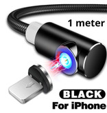 INIU USB 2.0 - iPhone Lightning Cable de carga magnético 1 metro Cargador de nylon trenzado Cable de datos Datos negro