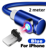 INIU USB 2.0 - iPhone Lightning Cable de carga magnético 2 metros Cargador de nylon trenzado Cable de datos Datos azul