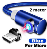 INIU USB 2.0 - Cable de carga magnético micro-USB 2 metros Cargador de nylon trenzado Cable de datos Datos Android Azul
