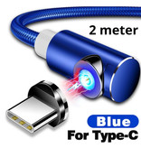 INIU USB 2.0 - USB-C Magnetladekabel 2 Meter Geflochtenes Nylon-Ladegerät Datenkabel Daten Android Blau