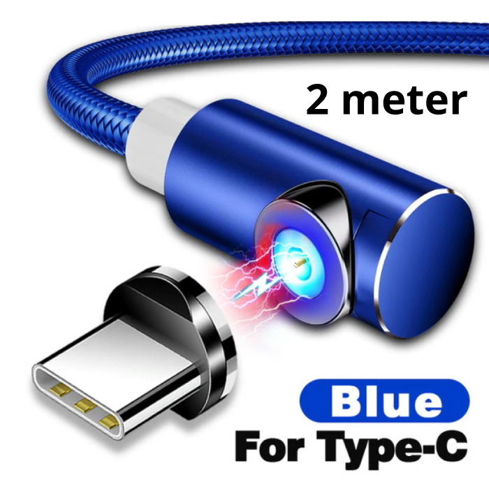 USB 2.0 - USB-C Magnetic Charging-Kabel 2 Meter Geflochtenes Nylon