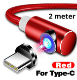 INIU USB 2.0 - Cable de carga magnético USB-C 2 metros Cargador de nylon trenzado Cable de datos Datos Android Rojo