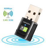 Stuff Certified® Wifi USB Mini Dongle Network Wireless  600Mb/s 5GHz Antenne Adapter Adaptor Zwart