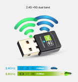 Stuff Certified® Wifi USB Mini Dongle Network Wireless 600Mb / s 5GHz Antenna Adapter Adapter Black