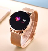 Stuff Certified® Original Q8 Smartband Fitness Sport Activity Tracker Smartwatch Reloj inteligente OLED iOS Android iPhone Samsung Huawei Rose Gold Metal