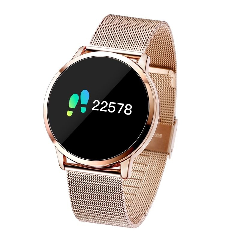 Oryginalny Q8 Smartband Fitness Sport Activity Tracker Smartwatch Smartwatch Zegarek OLED iOS Android iPhone Samsung Huawei Rose Gold Metal