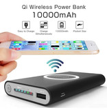 Stuff Certified® Kabelloses Qi Powerbank-Ladegerät 10.000 mAh Notfall-Akku Akku Kabelloses Ladegerät Pad Schwarz