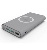 Stuff Certified® Kabelloses Qi Powerbank-Ladegerät 10.000 mAh Notfall-Akku Akku Kabelloses Ladegerät Pad Grau