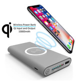 Stuff Certified® Caricabatterie wireless Qi Powerbank Batteria di emergenza da 10.000 mAh Batteria Caricabatterie wireless Pad grigio