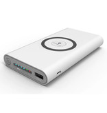 Stuff Certified® Drahtloses Qi-Powerbank-Ladegerät 10.000 mAh Notfall-Akku Akku Drahtloses Ladegerät Pad Weiß