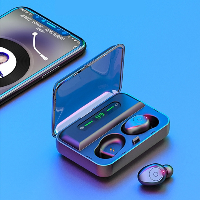 CBAOOO Auriculares F3 TWS Auriculares inalámbricos con control táctil inteligente Bluetooth 5.0 Auriculares inalámbricos en la oreja Auriculares 3000mAh Powerbank Negro