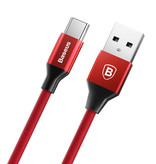 Baseus Câble de chargement USB Lightning Câble de données Chargeur en nylon tressé 3M iPhone / iPad / iPod Rouge