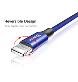 Baseus Câble de charge USB Lightning Câble de données Chargeur en nylon tressé 3M iPhone / iPad / iPod Bleu