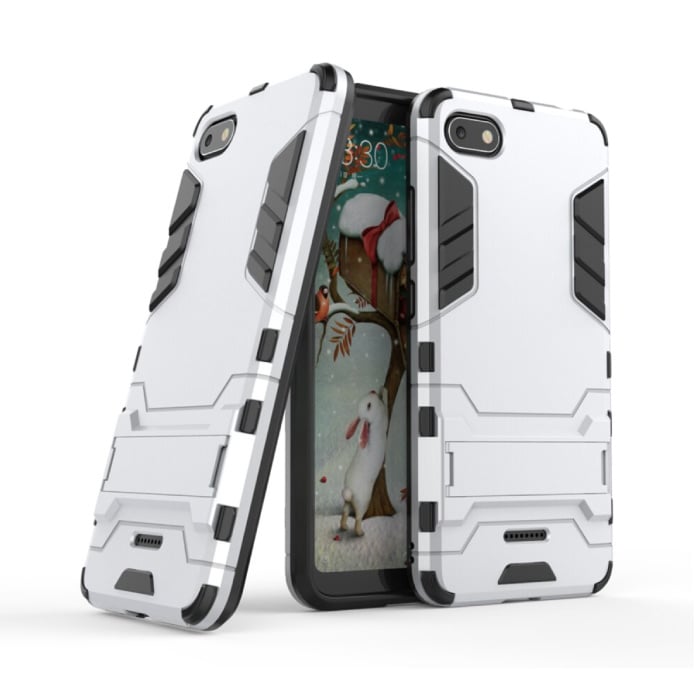 iPhone 6 - Robotic Armor Case Cover Cas TPU Case White + Kickstand
