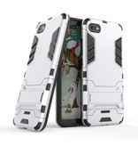 HATOLY iPhone 7 - Custodia protettiva per armatura robotica Custodia in TPU bianca + cavalletto