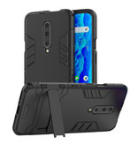 HATOLY iPhone XR - Robotic Armor Case Cover Cas TPU Hoesje Blauw + Kickstand