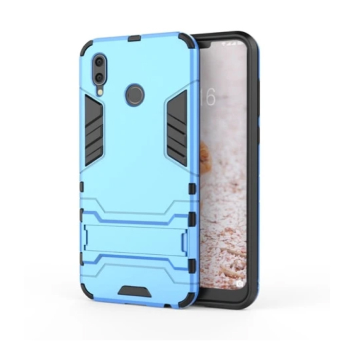 iPhone XR - Robotic Armor Case Cover Cas TPU Case niebieski + podpórka