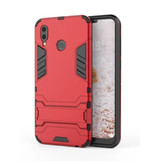 HATOLY iPhone XR - Robotic Armor Case Cover Cas TPU Hoesje Rood + Kickstand